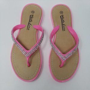White Line Pink Thong Flip Flop Size 10
